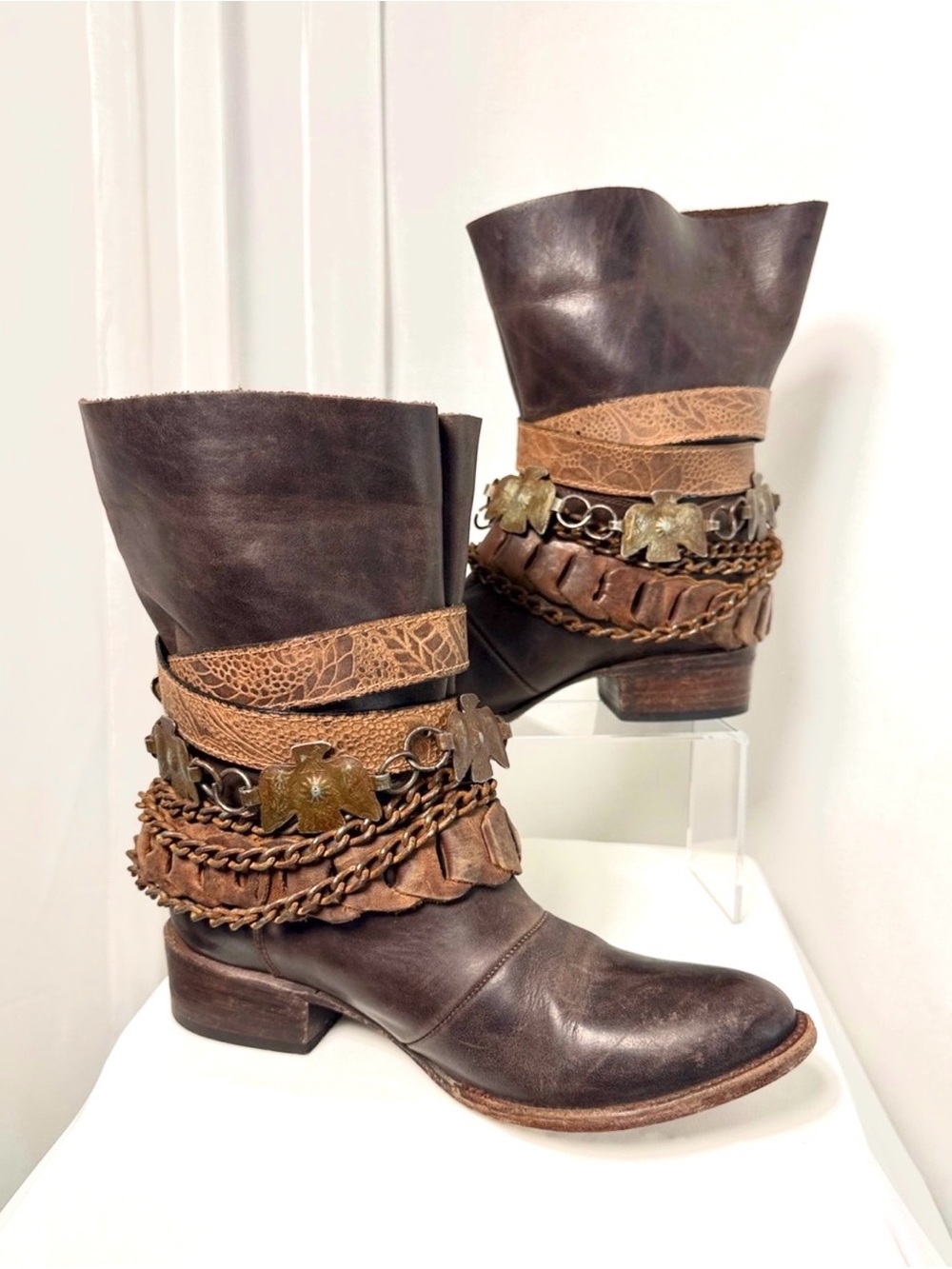 Freebird by Steven YERBA Distressed Leather Boots - Size 8 (All Straps Included)